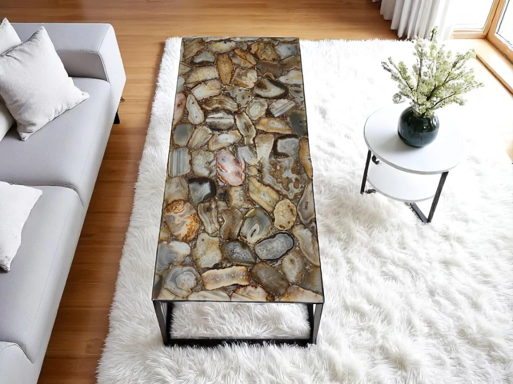 Rectangular Kitchen Table in Brown Agate Finish